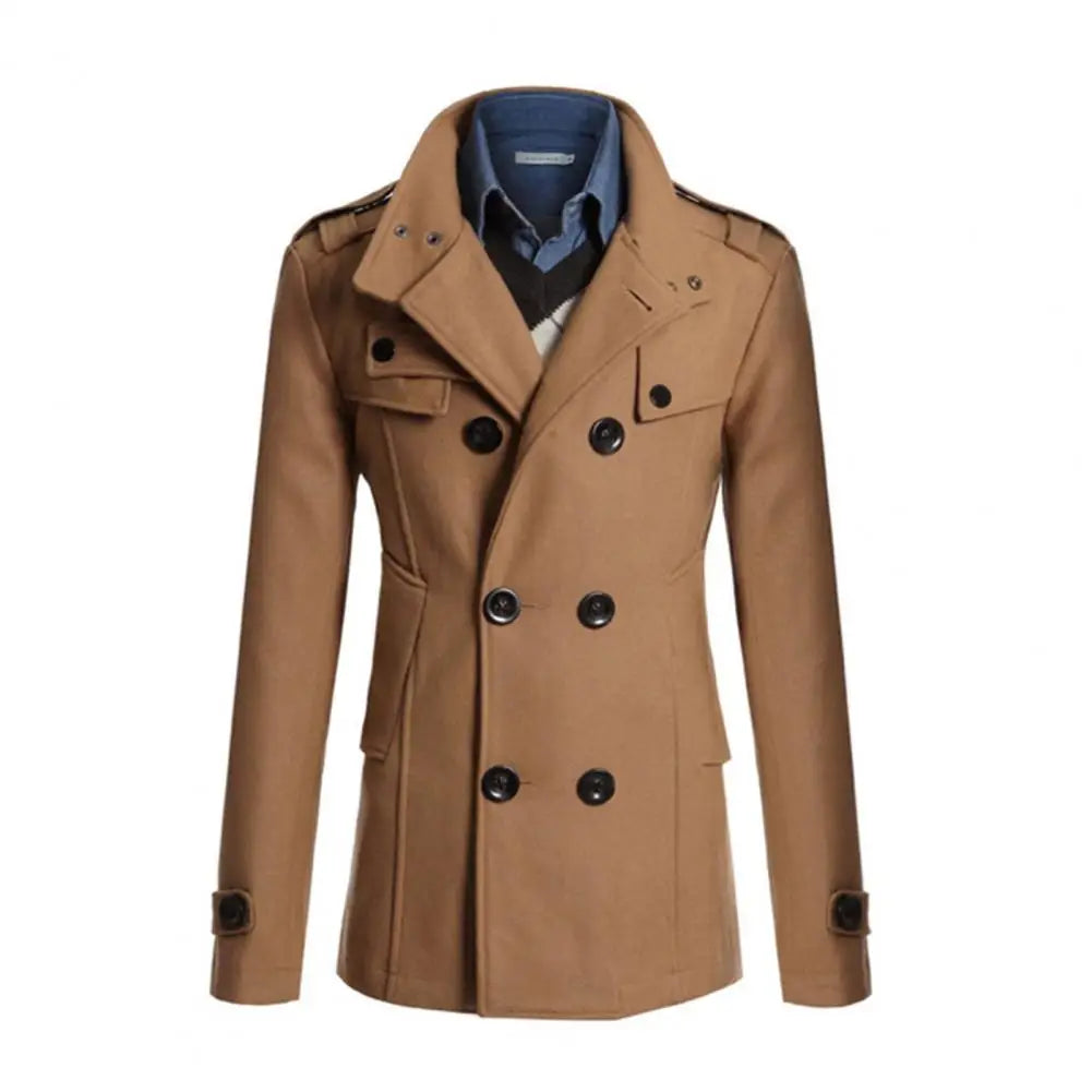 Coat Vintage Style Long Pea Coat Coat Men