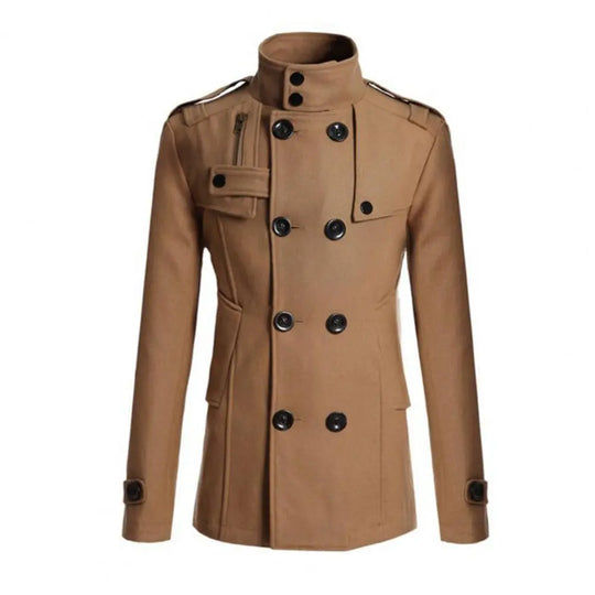 Coat Vintage Style Long Pea Coat Coat Men