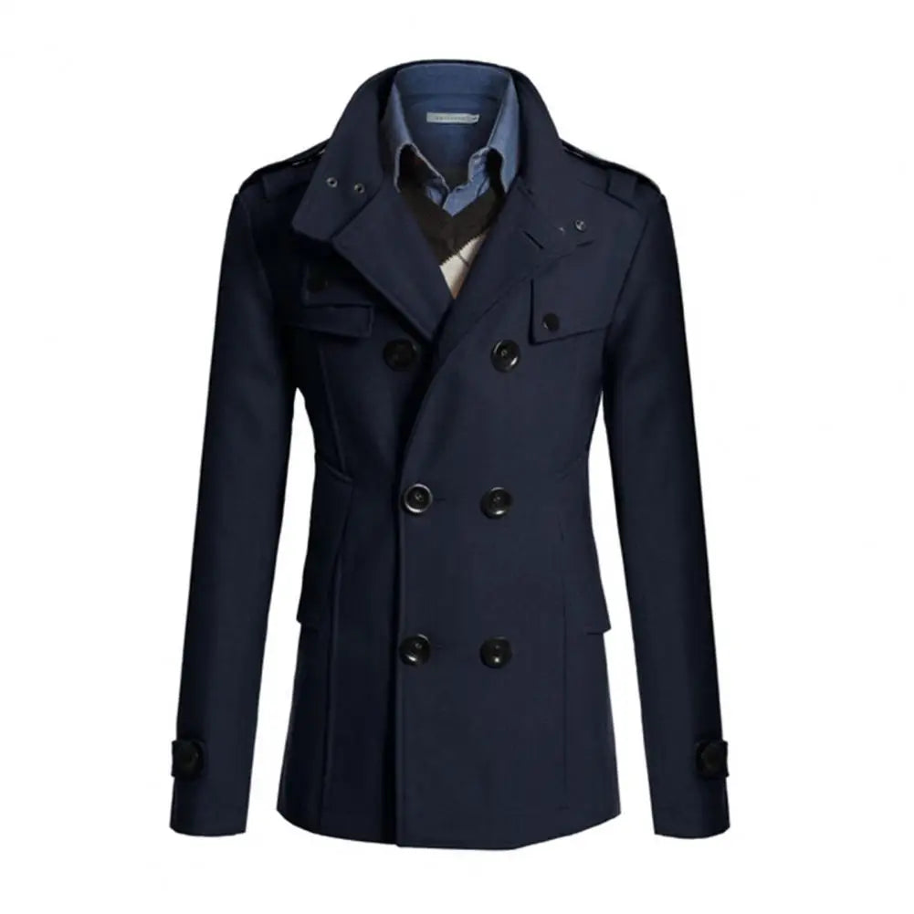 Coat Vintage Style Long Pea Coat Coat Men