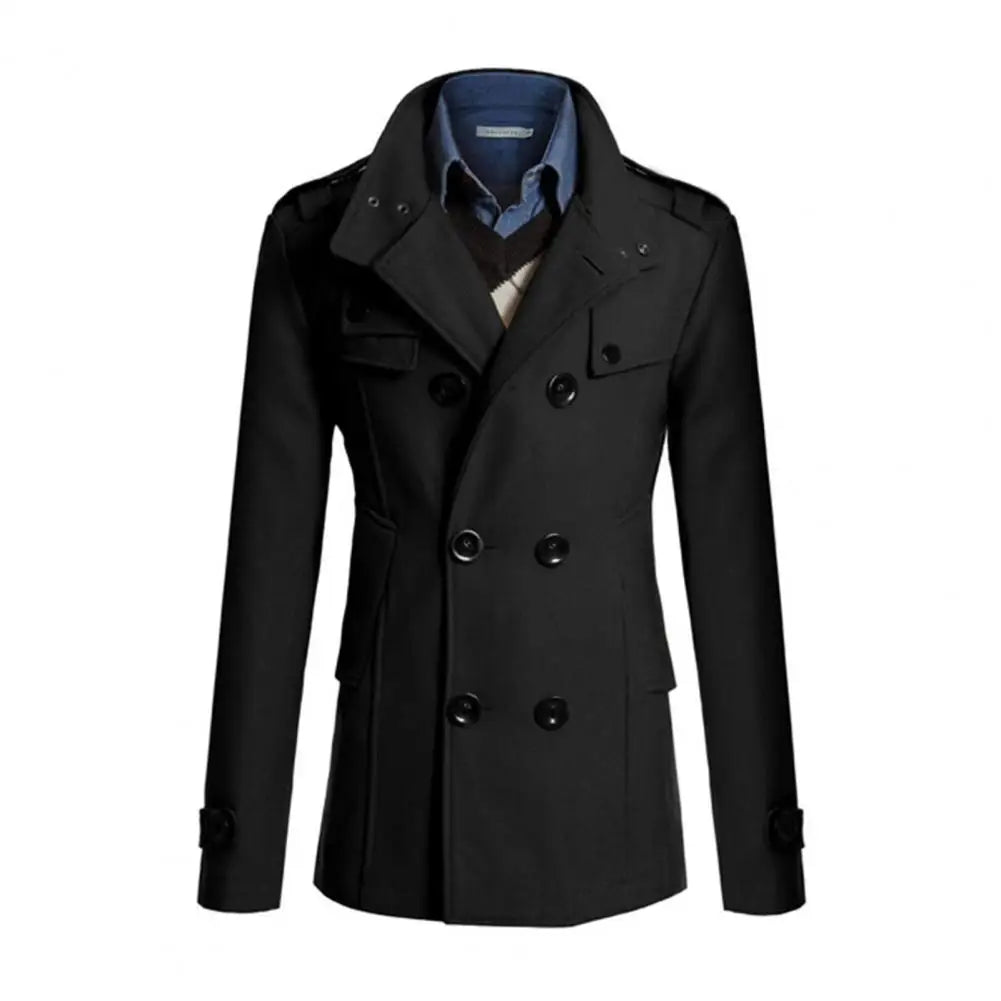 Coat Vintage Style Long Pea Coat Coat Men