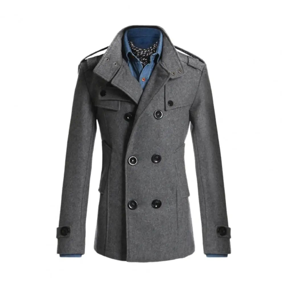 Coat Vintage Style Long Pea Coat Coat Men