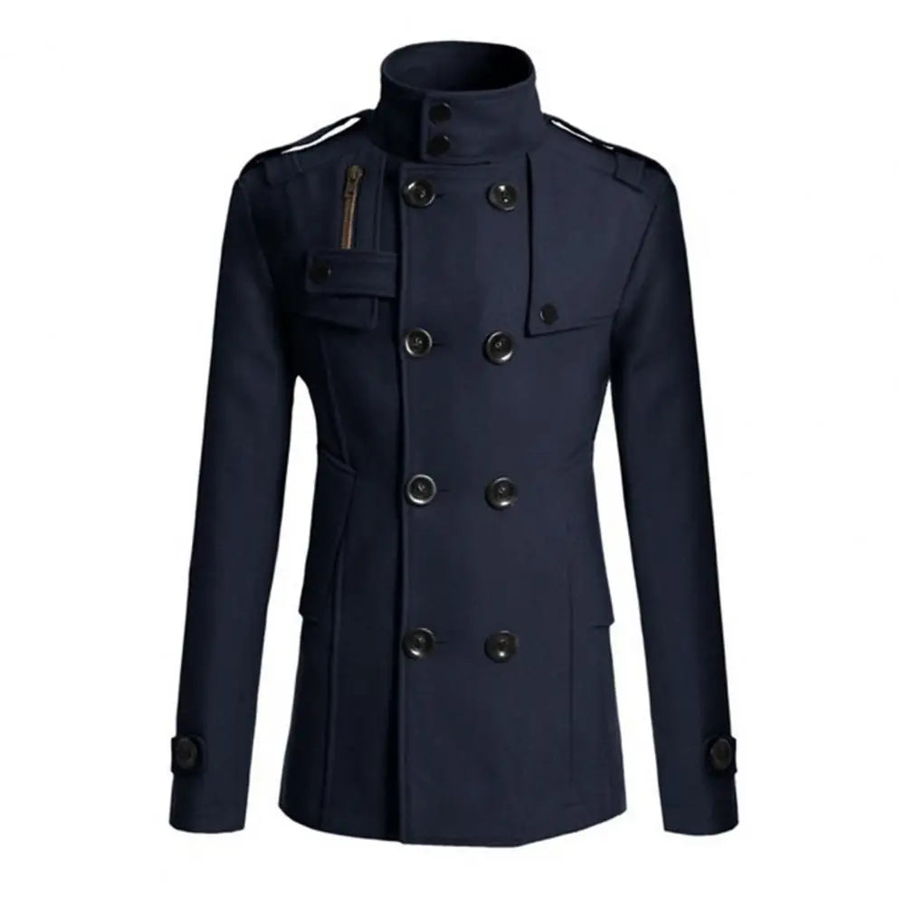 Coat Vintage Style Long Pea Coat Coat Men