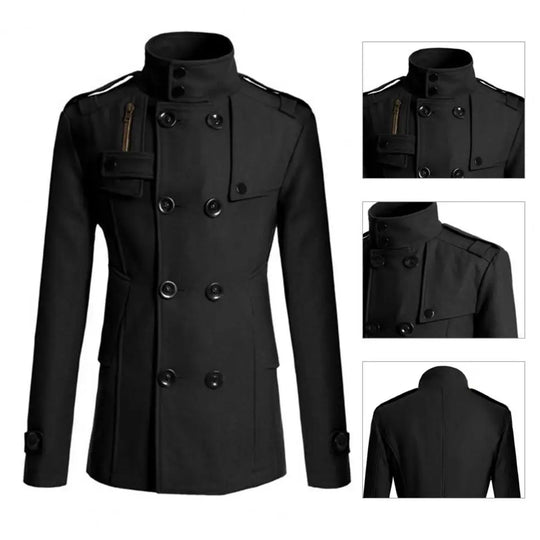 Coat Vintage Style Long Pea Coat Coat Men