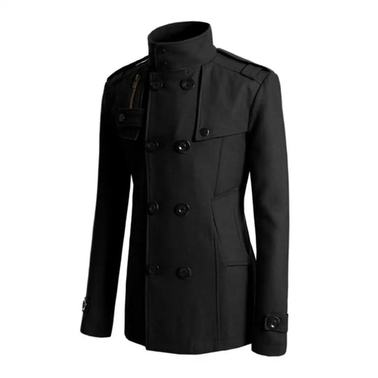 Coat Vintage Style Long Pea Coat Coat Men