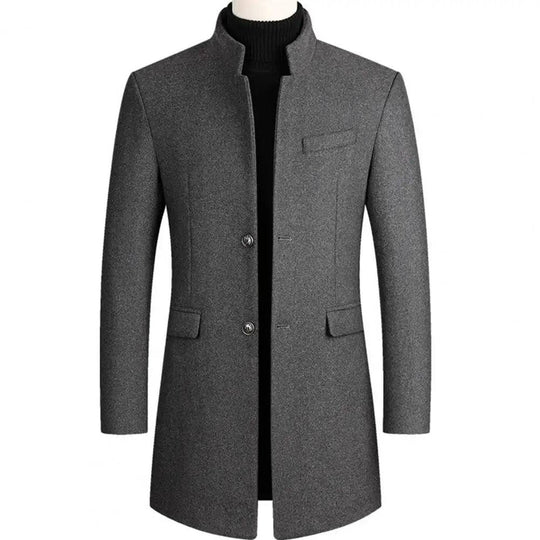 Coat Slim Wool Overcoat Gray Coat Men