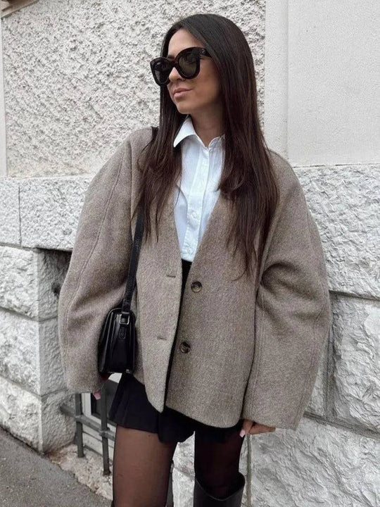 Jacket Straight Cut Wool Jacket Jacket Women